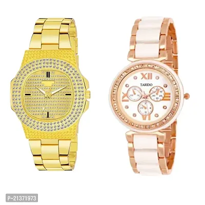 Stylish Golden Diamond  White Gucci Watches Pack of 2-thumb0