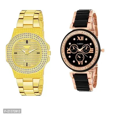 Stylish Golden Diamond  Black Gucci watches Pack of 2