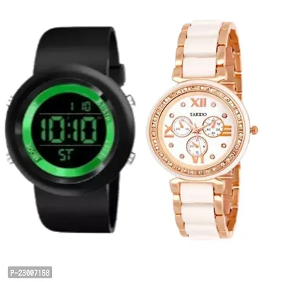 Classy Analog  Digital Watches for Unisex, Pack of 2
