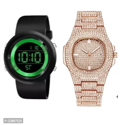Classy Analog  Digital Watches for Couple, Pack of 2