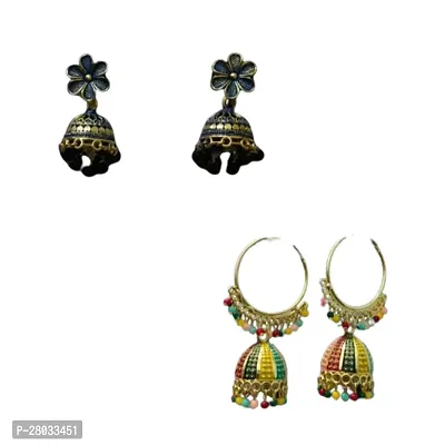 Combo of stylish flower shape and Multicolour kundan earrings for girls and women