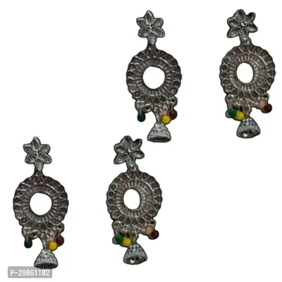 Combo of latest Silver Crystal Nikel with colourful moti earrings for girls and women-thumb0