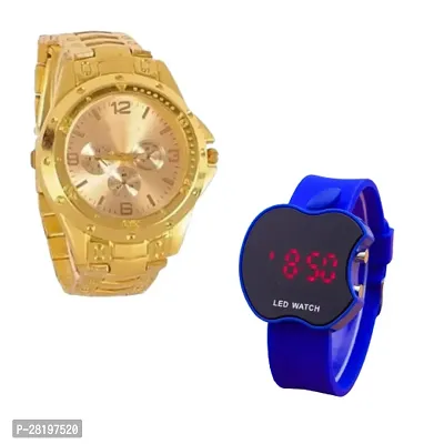 Combo of Latest Golden Chain analog and Blue cut apple watch