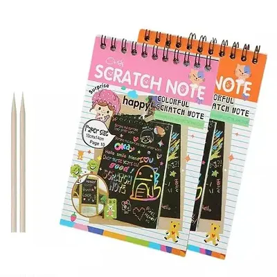 Scratch Book Magic Doodle Scratch Art Activity 2 Scratch books (20 Pages)  with 2 Wooden Stylus