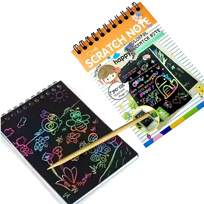 Scratch Book Magic Doodle Scratch Art Activity 2 Scratch books (20 Pages)  with 2 Wooden Stylus