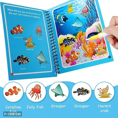 Under Sea Water Coloring Magic Book, Magic Water Colouring Book with Pen,  Toddlers Kids Reusable Painting Universe Coloring Book Boys Girls  Educational Learning Toys Gifts