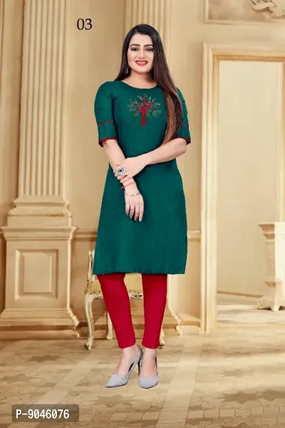 Beautiful Cotton Slub Stitched Kurta for Women-thumb0