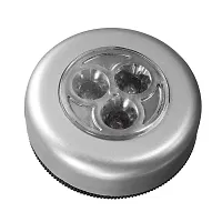 FHS Mini Round Adhesive Push/Tap LED Night Light Under Cupboard Cabinet Closet L Battery Powered, 6.8x2.5cm-thumb1