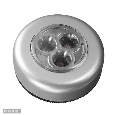 FHS Mini Round Adhesive Push/Tap LED Night Light Under Cupboard Cabinet Closet L Battery Powered, 6.8x2.5cm-thumb2