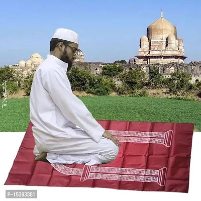 FHS?Muslim Prayer Rug Prayer Mat Worship Rugs Prayer Blanket for Kids Men Red-thumb0