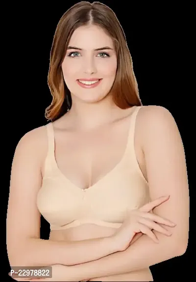 Stylish Beige Polycotton Solid Bras For Women