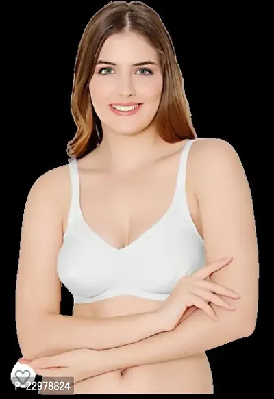 Stylish White Polycotton Solid Bras For Women