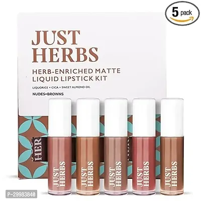 Ayurvedic Liquid Lipstick Matte Finish Kit Set of 5 with Long Lasting, Hydrating  Lightweight Lip Colour 5 Ml-thumb0