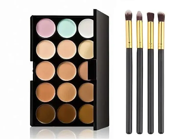 Highlight Makeup Concealer Palette With 4 Pcs Brush Set