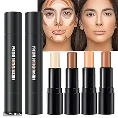 4 Colors Cream Contour Sticks Makeup Kit, Primer Face Highlighter Contouring for Beginners