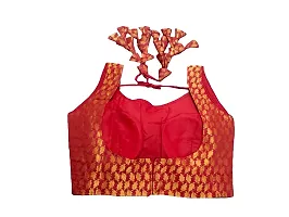 Pujia Mills Women's Jacquard Silk Sleeveless Readymade Blouse (3004_Maroon_38)-thumb1