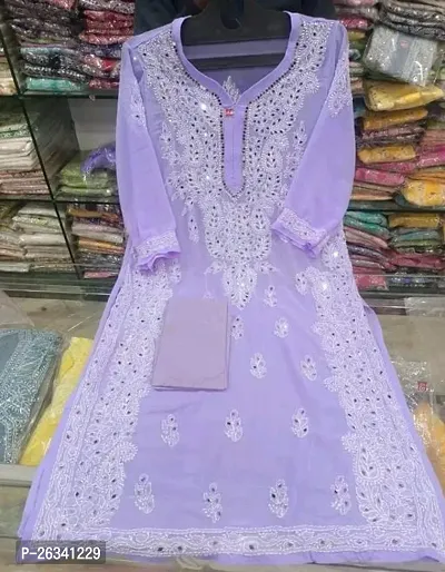 Beautiful Purple Georgette Stitched Kurta For Women