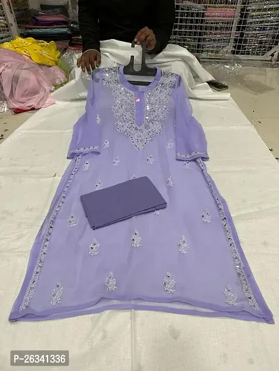 Beautiful Purple Chiffon Stitched Kurta For Women