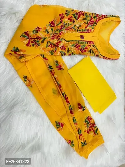 Beautiful Yellow Georgette Stitched Kurta For Women