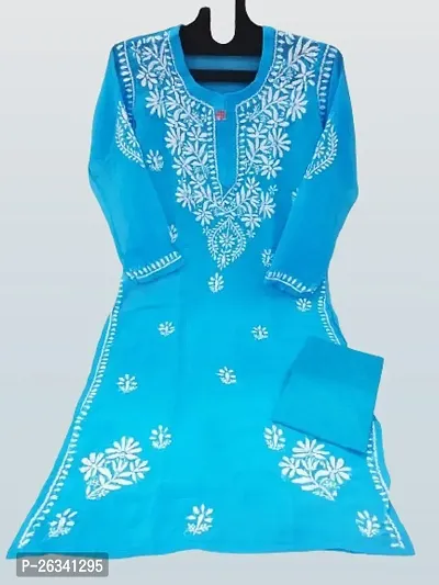Beautiful Blue Chiffon Stitched Kurta For Women