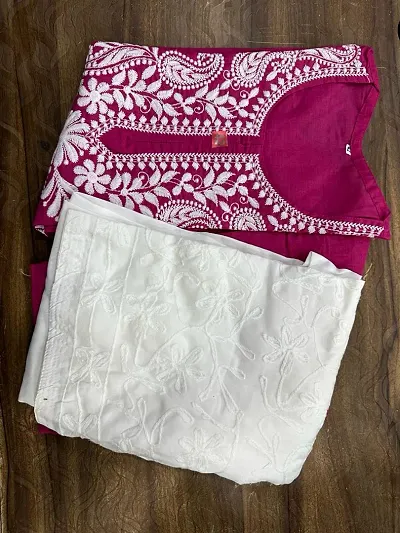 Stylish Cotton Straight Chikankari Kurta Bottom Set