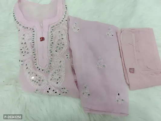 Beautiful Pink Chiffon Stitched Kurta For Women