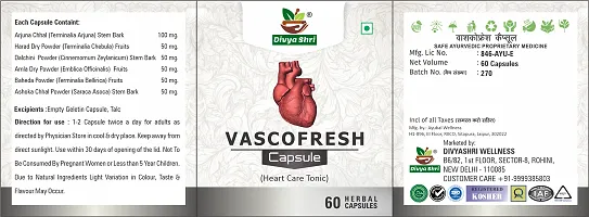 Vascofresh Heart Care Ayurvedic 60 Capsules | Heart Care Ayurvedic Best Medicine | Healthy Heart Cardiac Wellness Cholesterol control-thumb3