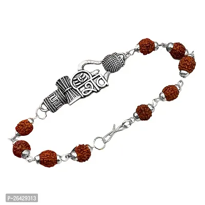 Divya Shri Om Shiv Damru Bracelet For Men | Rudraksha Bracelet For Men | Religious Bracelet For Men | Mahakal Bracelet | Wrist Band Cuff Bracelets For Men  Women-thumb0