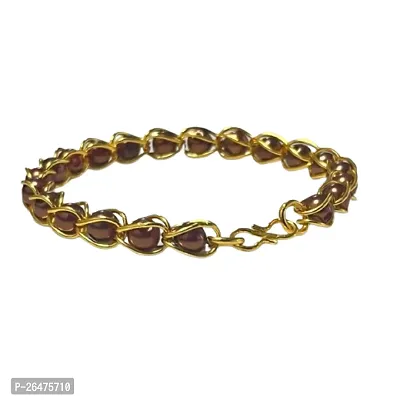Divya Shri Brown Beads In Gold Plated Chain Bracelet For Women | Shining Round Crystal Bead Bracelet | Stylish Gold Plated Bracelet For Girls | Gold Tone Crystal Bracelet | Gift for Girls-thumb0