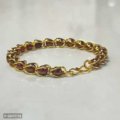 Divya Shri Brown Beads In Gold Plated Chain Bracelet For Women | Shining Round Crystal Bead Bracelet | Stylish Gold Plated Bracelet For Girls | Gold Tone Crystal Bracelet | Gift for Girls-thumb2