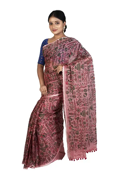 Le-Soft Handloom Pure Premium khadi Cotton Soft and Stylish Women's Saree of Bengal (Without BP)