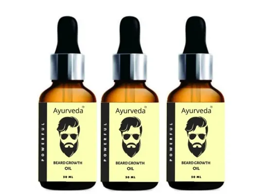 Advanced Powerful Ayurveda Beard Growth Oil(Pack Of 3, 30 ml Each)
