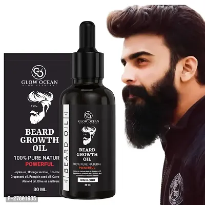 New  Advanced GlowOcean Beard Hair Growth oil- best beard oil for mens,beard growth oil,patchy beard growth,dadhi oil,mooch oil,dadhi ugane wala oil-30 ML-thumb0