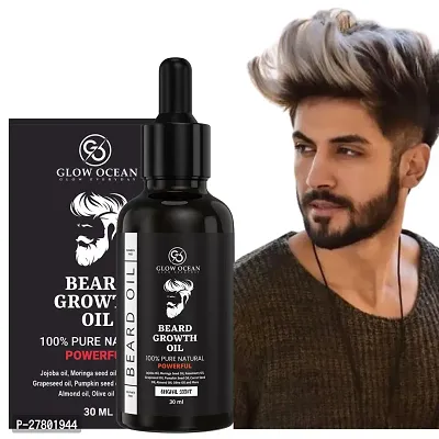 Advanced and Powerful Glow Ocean Beard Growth oil ? For Faster Beard Growth  Patchy Beard With Redensyl And 8 Natural Oils | Beard oil | Beard growth oil| Dadhi Oil | Mooch Oil -30 ML-thumb0