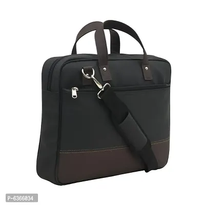 AQUADOR laptop cum messenger bag with black brown faux vegan leather-thumb0