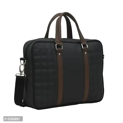 AQUADOR laptop cum messenger bag with black brown faux vegan leather-thumb0