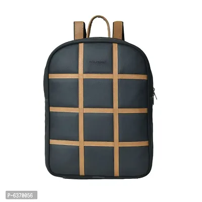AQUADOR Laptop Backpack with Tan and Black faux vegan leather