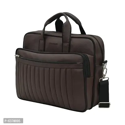 AQUADOR laptop cum messenger bag with brown faux vegan leather-thumb0