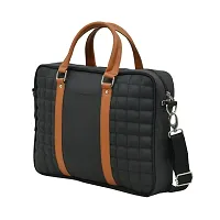 AQUADOR laptop cum messenger bag with black and Tan faux vegan leather-thumb1