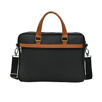 AQUADOR laptop cum messenger bag with black and Tan faux vegan leather-thumb2