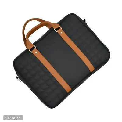 AQUADOR laptop cum messenger bag with black and Tan faux vegan leather-thumb5