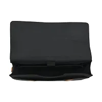 AQUADOR laptop cum messenger bag with tan black faux vegan leather-thumb3