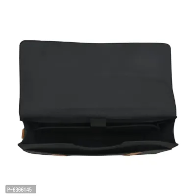 AQUADOR laptop cum messenger bag with tan black faux vegan leather-thumb4