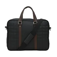 AQUADOR laptop cum messenger bag with black brown faux vegan leather-thumb1