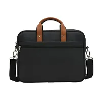 AQUADOR laptop cum messenger bag with black tan faux vegan leather-thumb2