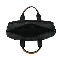 AQUADOR laptop cum messenger bag with black tan faux vegan leather-thumb3