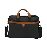 AQUADOR laptop cum messenger bag with black tan faux vegan leather-thumb1