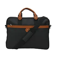 AQUADOR laptop cum messenger bag with black tan faux vegan leather-thumb2