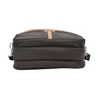 AQUADOR laptop cum messenger bag with tan and brown faux vegan leather-thumb4