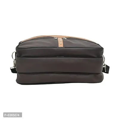 AQUADOR laptop cum messenger bag with tan and brown faux vegan leather-thumb5
